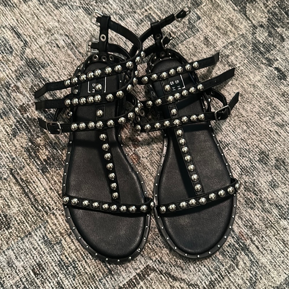 Vici Black Studded Gladiator Sandals